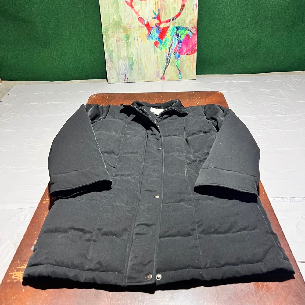 Worthington Black Quilted Down Puffer Coat Mid-Length Winter Jacket Womens L